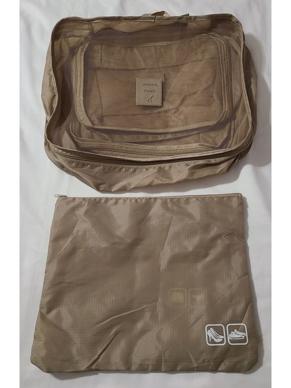 6pc G Force The Ultimate Travel Set Beige (3 Packing Cubes & 3 Zippered Pouches)